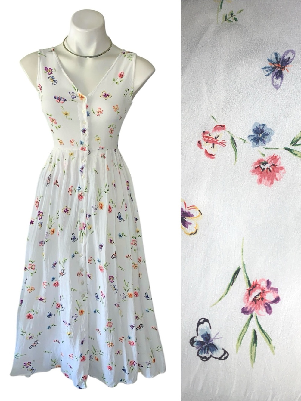 b l o o m :: Vintage Floral Butterfly Buttoned Dress